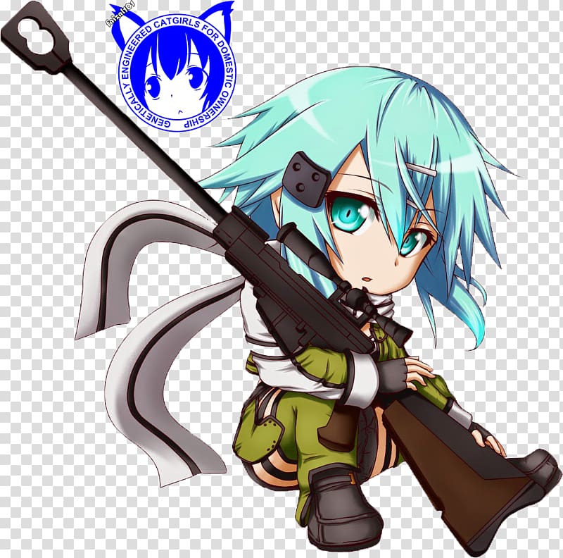 Sinon Kirito Asuna Chibi Anime, sword art transparent background PNG clipart