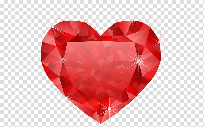 Red diamond Heart Diamond color , red flowers decorate transparent background PNG clipart