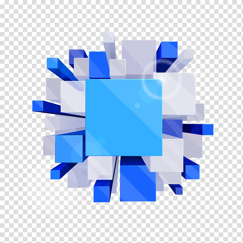 square blue and white art, Cube Three-dimensional space Euclidean , Color cube background material transparent background PNG clipart