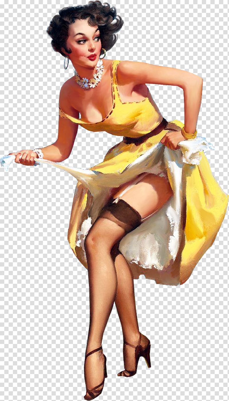 woman wearing yellow dress painting, Wedding invitation Las Vegas Paper Pin-up girl Party, retro transparent background PNG clipart