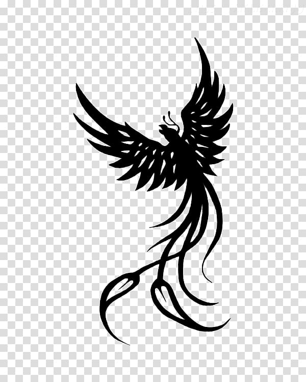 Black and White Phoenix Tattoo Design
