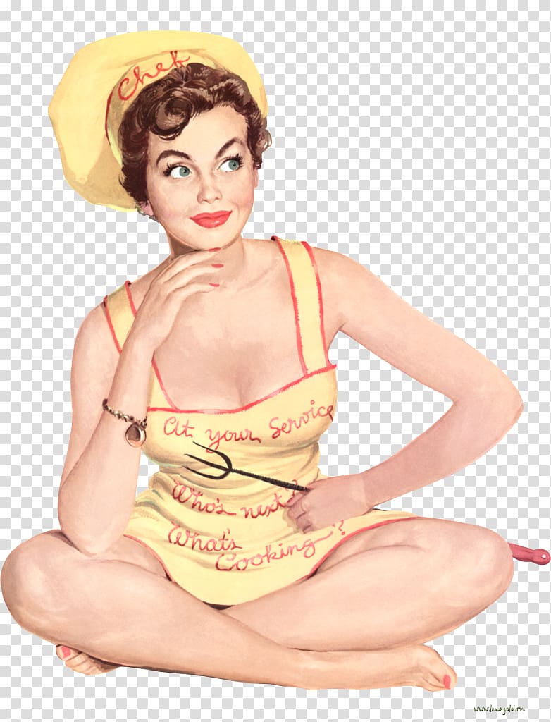 Bettie Page Pin-up girl Chef Poster Retro style, others transparent background PNG clipart