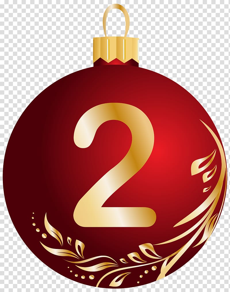 red and yellow Christmas bauble], A Christmas Carol Together UK Albums Chart Ball, Christmas Ball Number Two transparent background PNG clipart