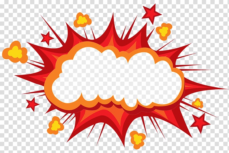 Cartoon Explosion Comics Comic book, Explode the mushroom cloud to avoid the translucent box, red and orange explosive quote bubble illustration transparent background PNG clipart