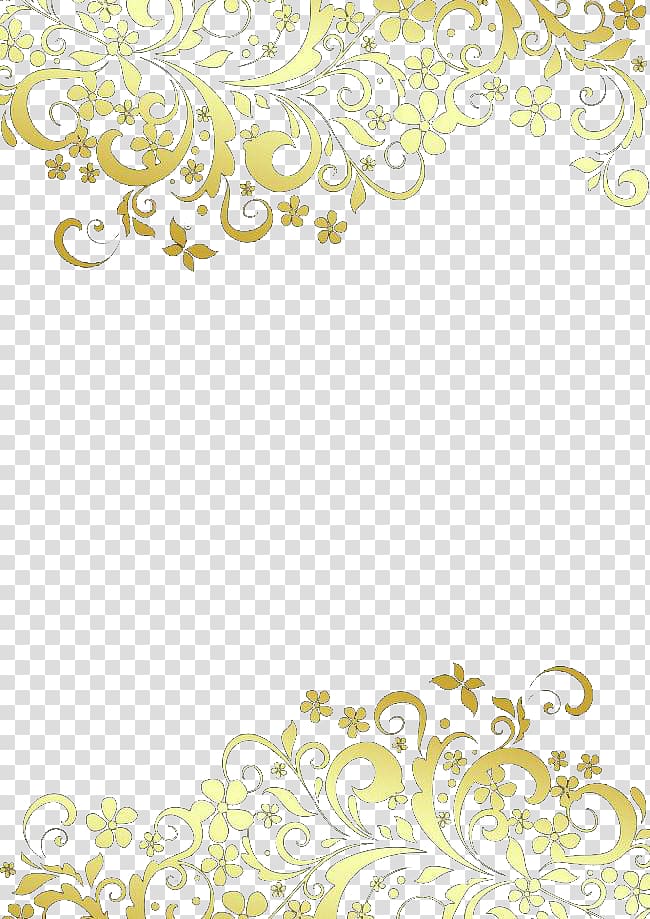 yellow flower border illustration, Gold Lace Pattern, Gold lace transparent background PNG clipart
