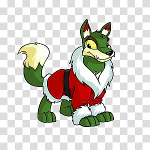 green wolf wearing red shirt art, Christmas Lenny transparent background PNG clipart