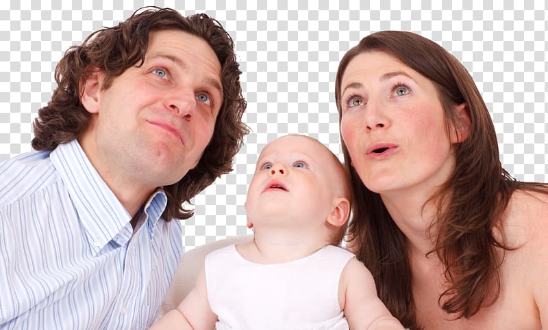 man, woman, and toddler looking up, Family Child Infant Father, Couple With Baby transparent background PNG clipart