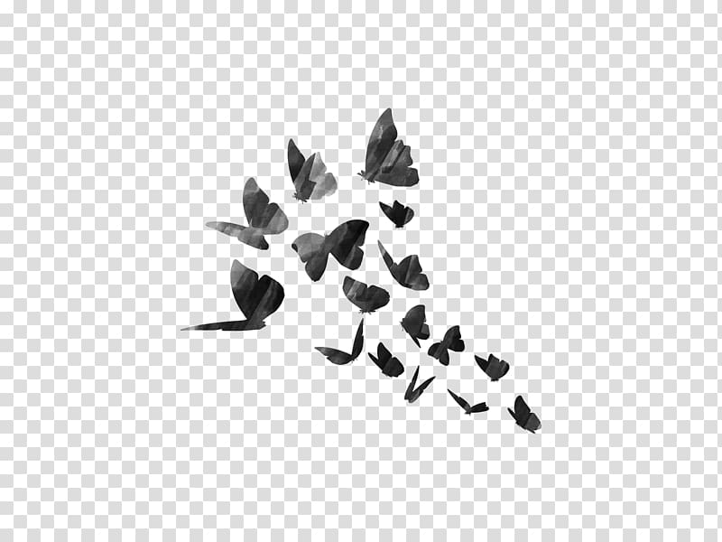 flying black butterflies , PicsArt Studio Desktop BTS, flock of birds transparent background PNG clipart