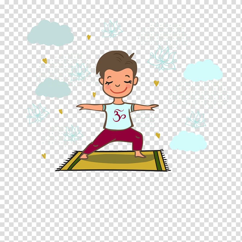 boy standing on yellow yoga mat illustration, Rishikesh International Yoga Day, yoga workout transparent background PNG clipart