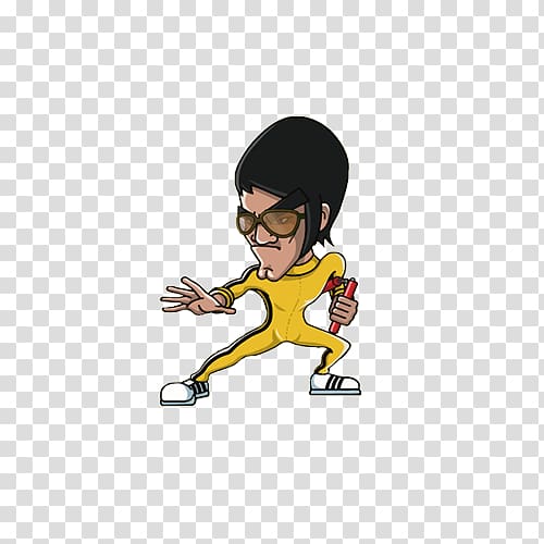 Statue of Bruce Lee Cartoon Kung fu, Cartoon characters transparent background PNG clipart