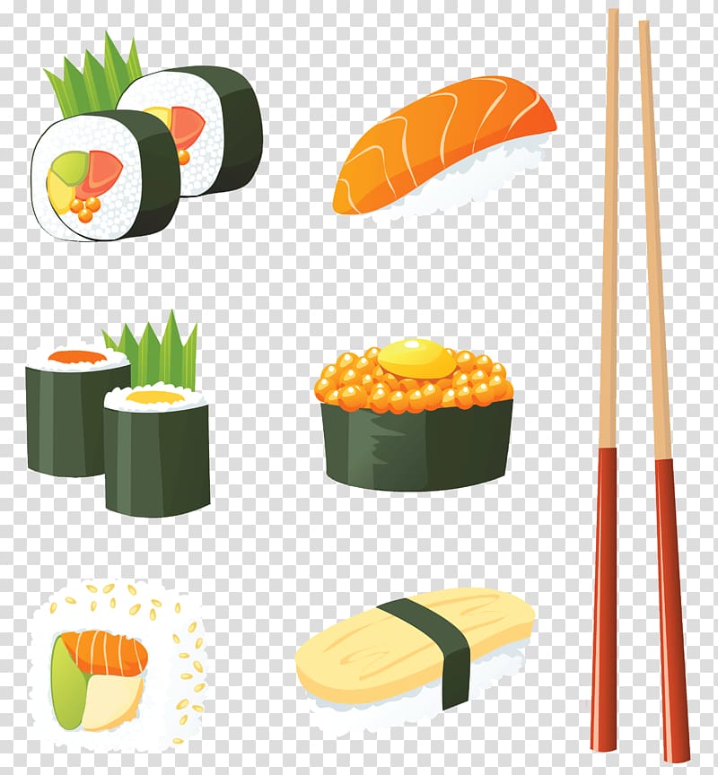 Sushi Japanese Cuisine California roll Sashimi, sushi transparent background PNG clipart