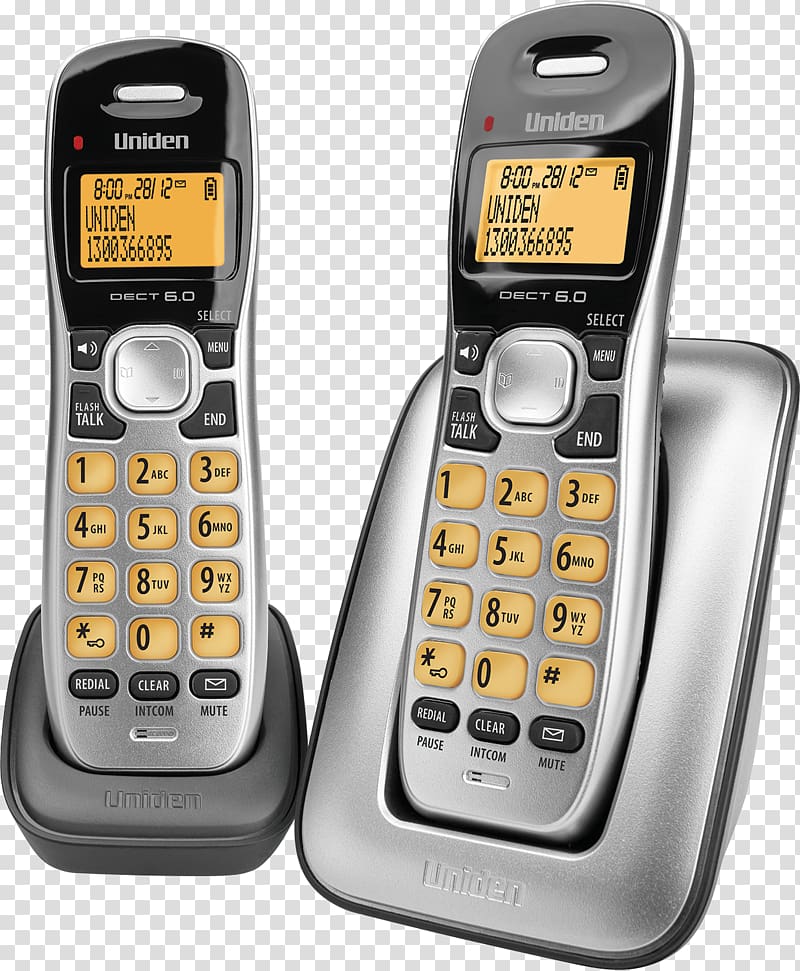Cordless telephone Digital Enhanced Cordless Telecommunications Uniden Handset, handheld handset transparent background PNG clipart