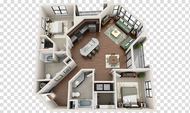 3D floor plan House plan, apartment transparent background PNG clipart