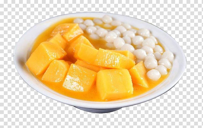 Ice cream Tangyuan Jiuniang Dessert Sweetness, White plate with mango balls and desserts transparent background PNG clipart