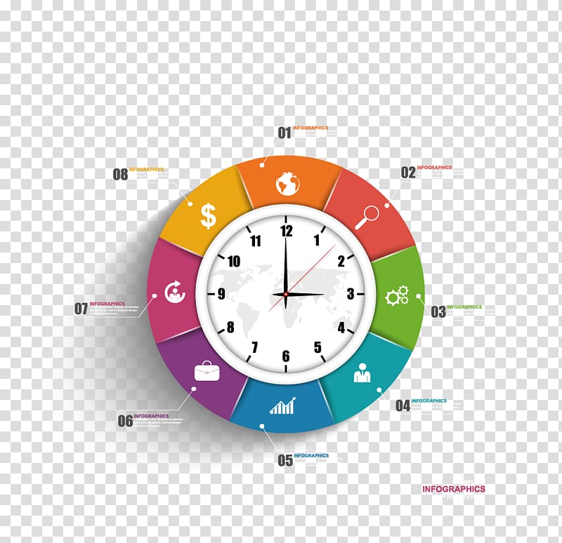 Infographic Clock, clock transparent background PNG clipart