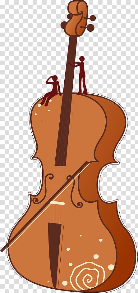 Cartoon Violin Cello, Hand-painted violin transparent background PNG clipart