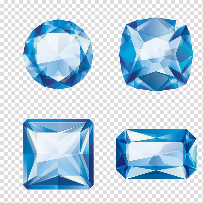 four assorted-shape blue gemstones, Gemstone Jewellery Sapphire, Sapphire transparent background PNG clipart