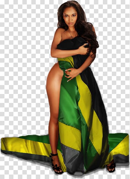 woman in green and black dress, Esther Baxter Flag of Jamaica Dancehall Queen, Flag transparent background PNG clipart