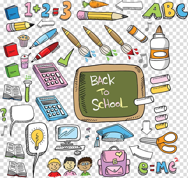 Doodle Education Drawing, back to school transparent background PNG clipart