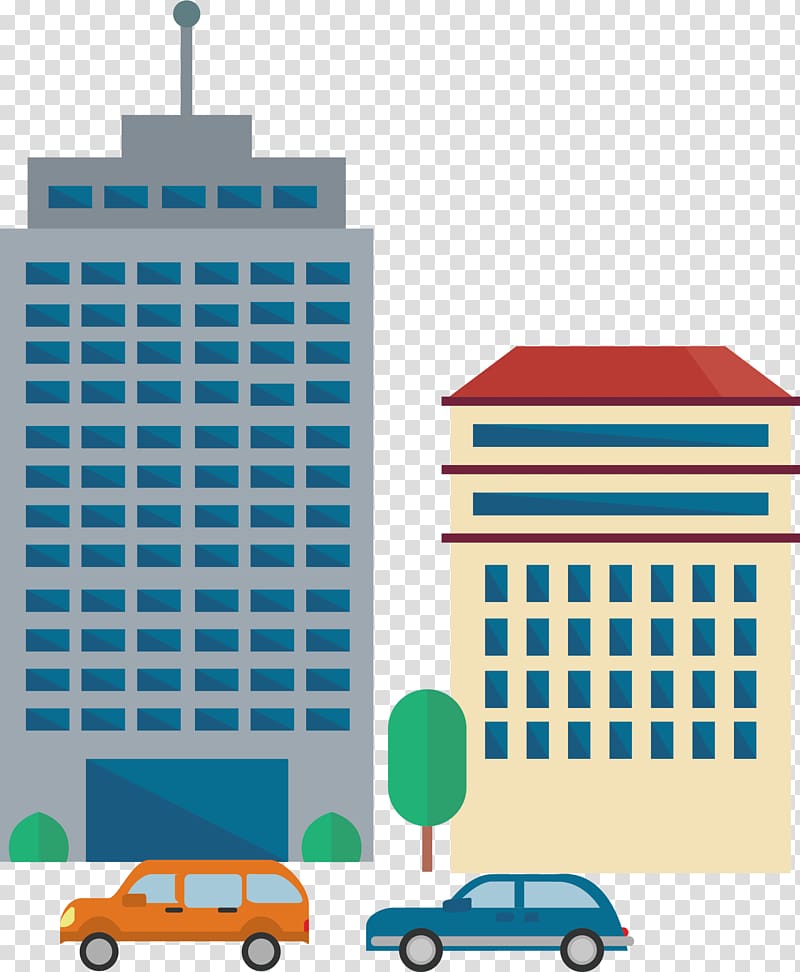 buildings and cars illustration, Office Building Skyscraper Cartoon, Senior office building transparent background PNG clipart