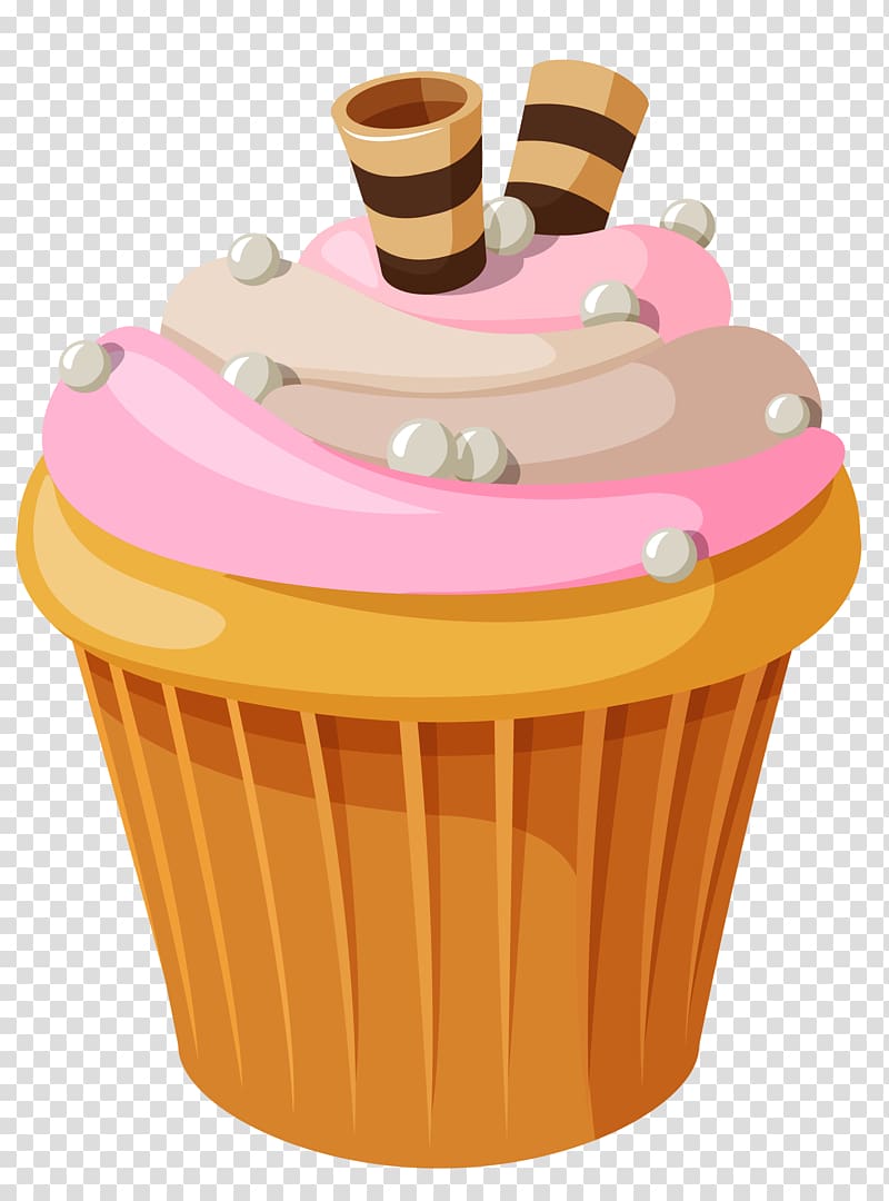 cupcake , Cupcake Birthday cake Chocolate cake Cream, Mini Cake with Pink Cream transparent background PNG clipart