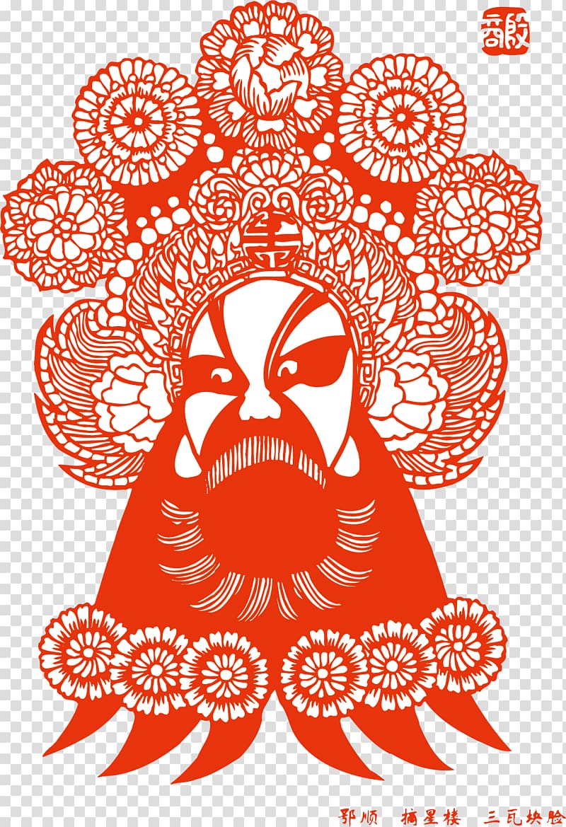 Chinese paper cutting Peking opera Chinese opera, Facebook transparent background PNG clipart