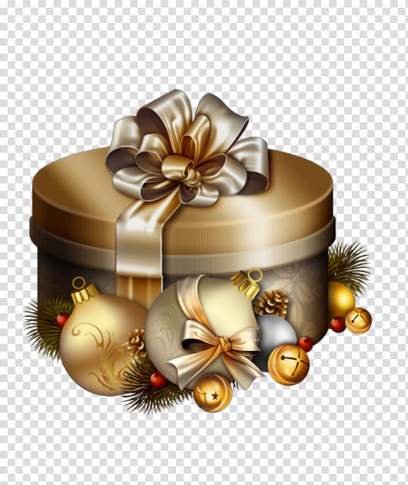 golden christmas gift box transparent background PNG clipart