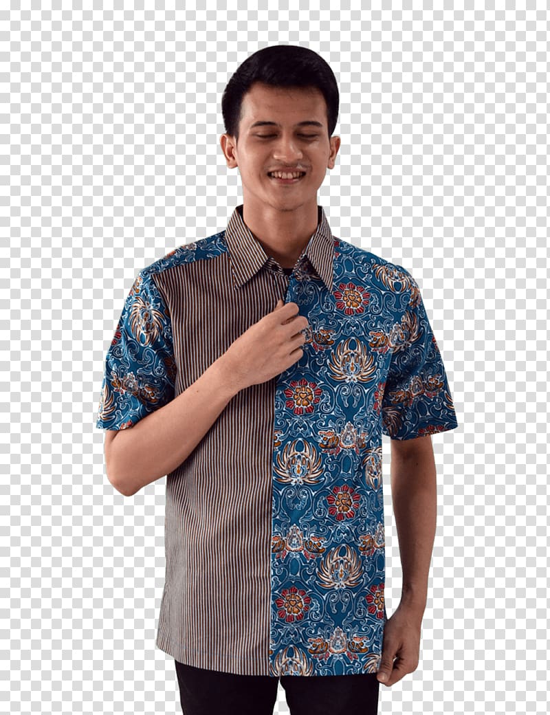 T-shirt Sleeve Blue Batik, kawung transparent background PNG clipart