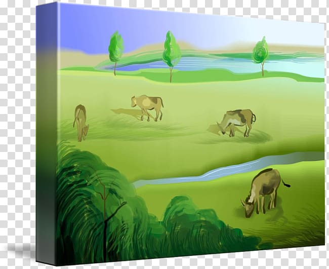 Wildlife Ecoregion Fauna Grassland Painting, grazing cows transparent background PNG clipart