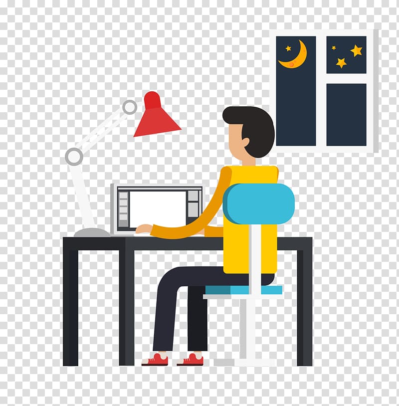 Night Computer file, stay up late work material transparent background PNG clipart
