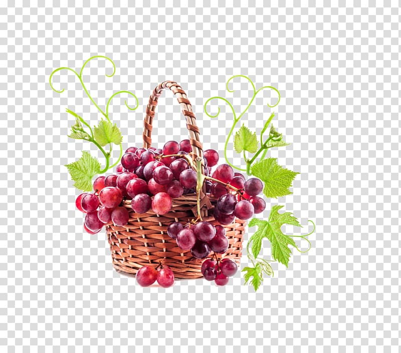 Wine Grape leaves Auglis Vegetable, A basket of grapes transparent background PNG clipart