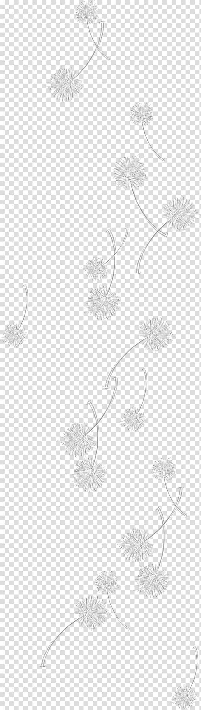 Paper White Black Pattern, Dandelion transparent background PNG clipart