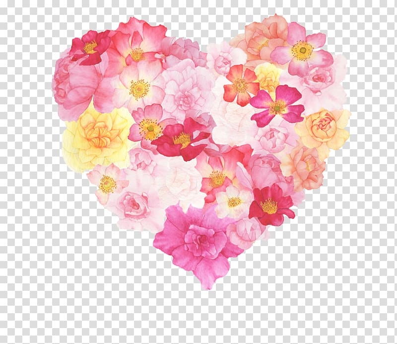 pink and white flowers , Watercolor painting T-shirt Heart, watercolour flower transparent background PNG clipart