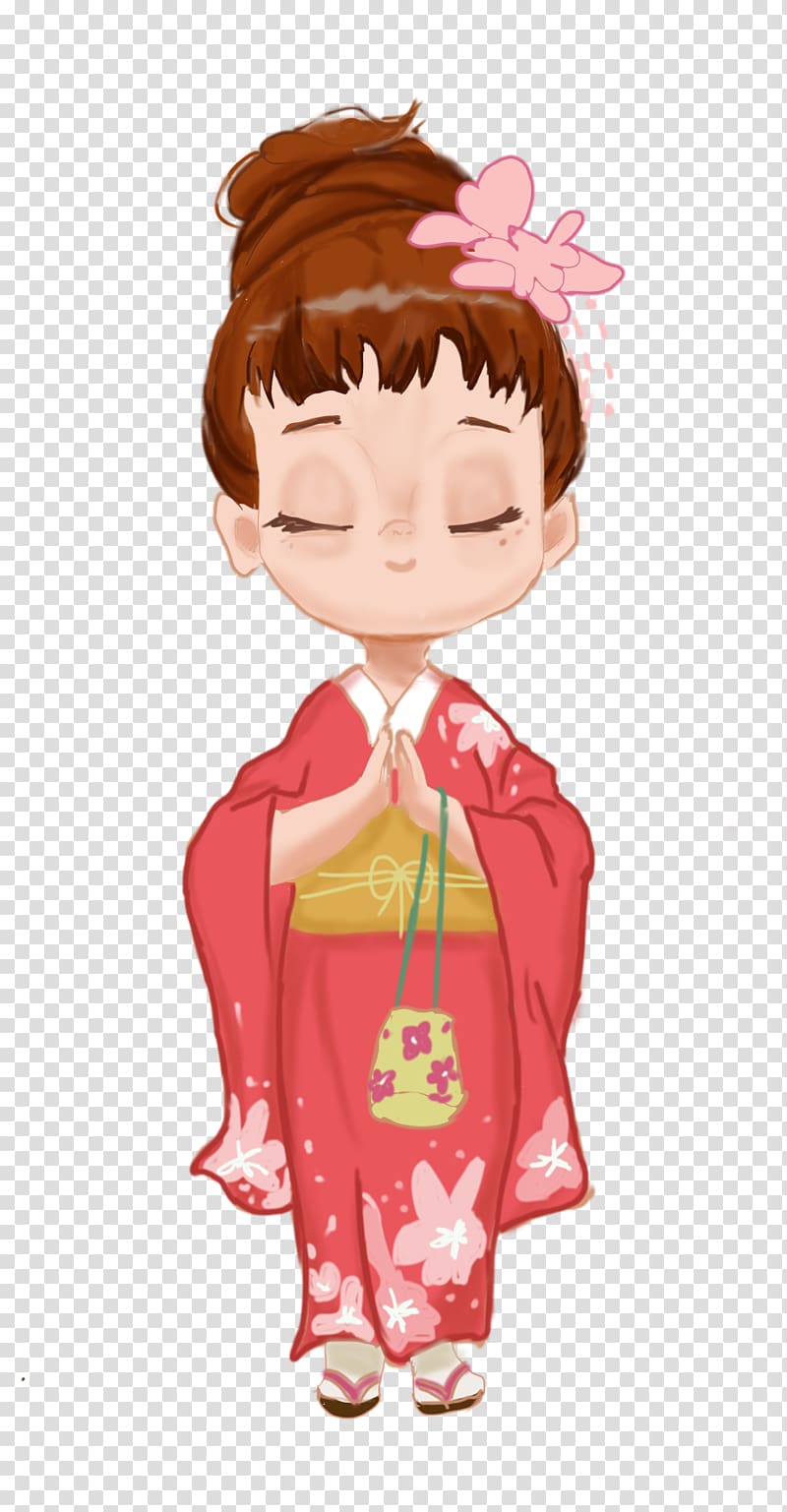 Kimono Poster Cartoon, Pink clothes women transparent background PNG clipart