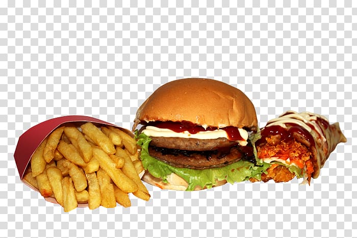 French fries Hamburger Cheeseburger Breakfast sandwich Slider, batata frita e hamburguer transparent background PNG clipart