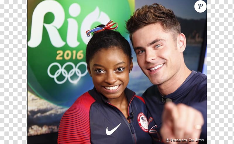 Zac Efron Simone Biles 2016 Summer Olympics Final Five Actor, actor transparent background PNG clipart