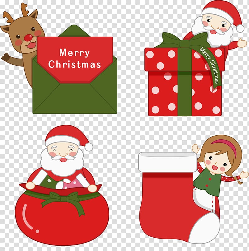 Santa Claus Christmas ornament Gift, Santa Claus and presents transparent background PNG clipart