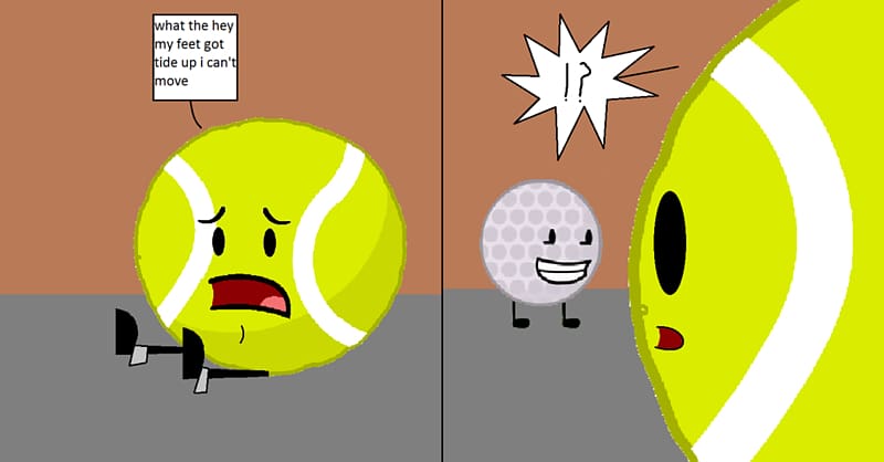 bfdi golf ball and tennis ball