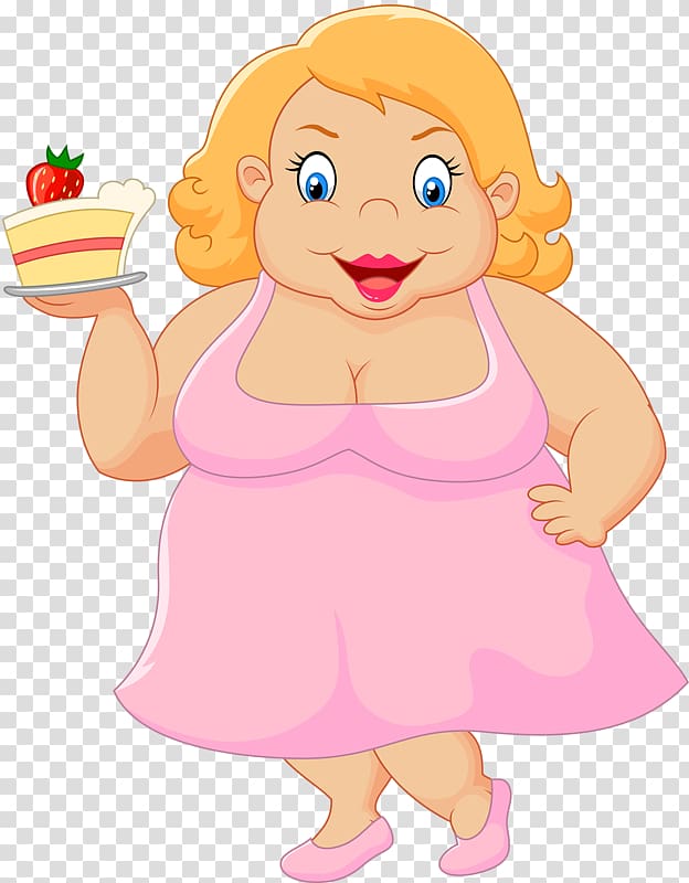 Cake Woman Fat Illustration, Fat woman holding cake transparent background PNG clipart