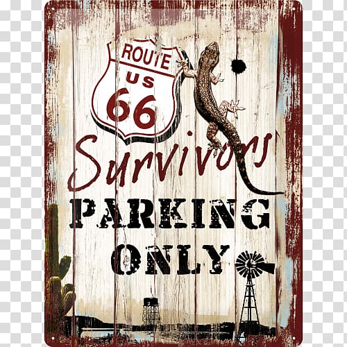 Donga Nostalgic Tin sign Route 66 16323 Metal Nostalgic-Art 23148 US Highways Route 66 Survivors Parking Only Transport U.S. Route 66, route 66 logo transparent background PNG clipart