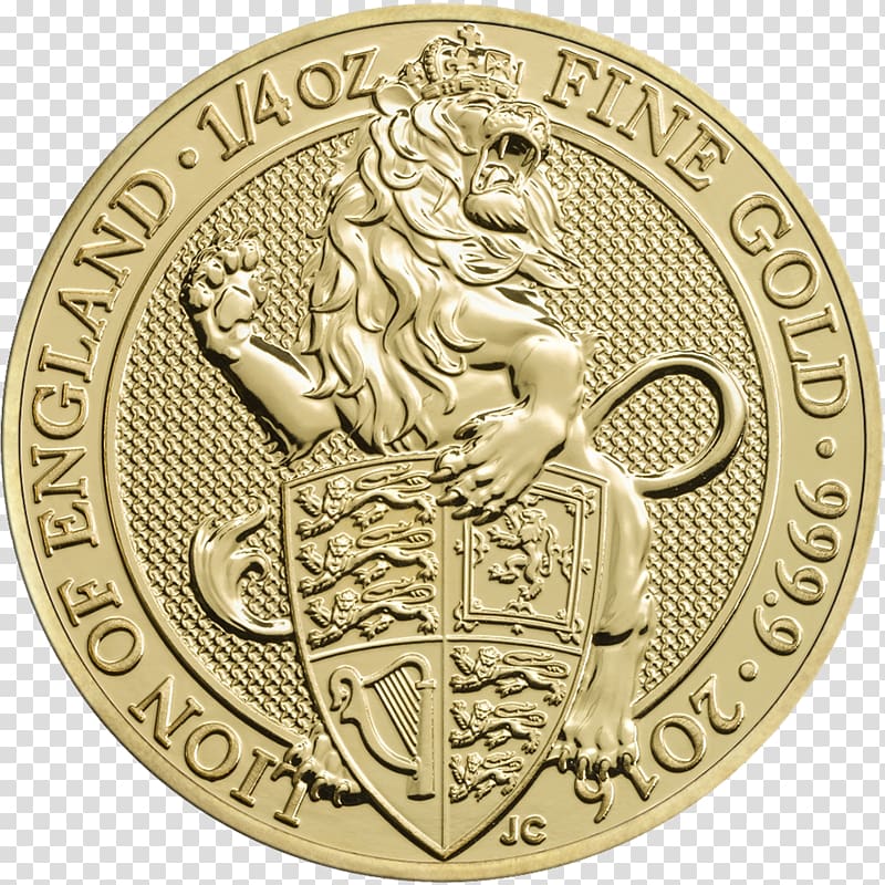 Royal Mint Bullion coin The Queen\'s Beasts Gold, gold transparent background PNG clipart
