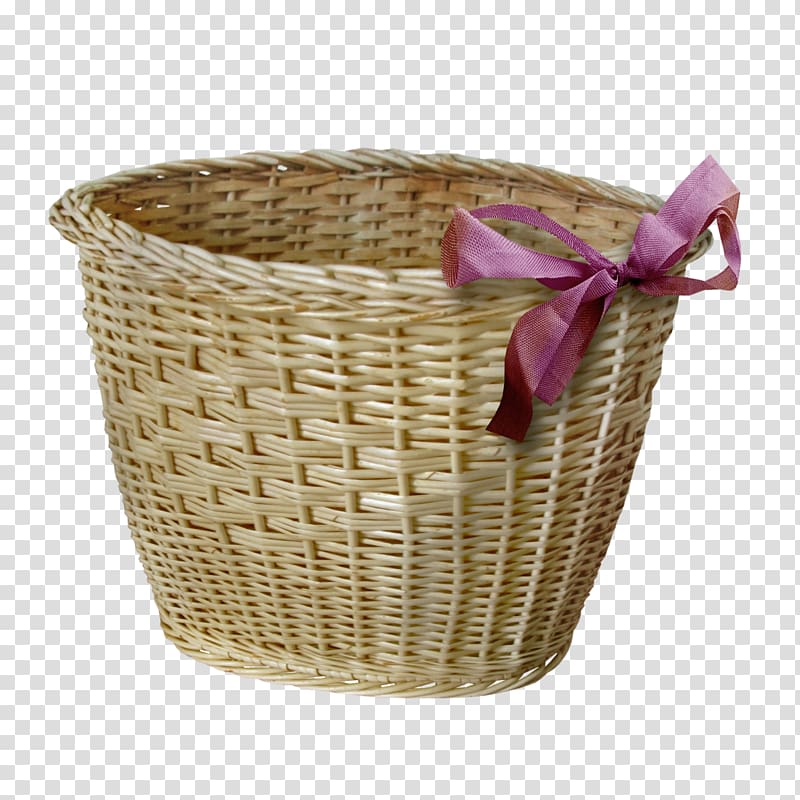 Picnic basket Wicker Hamper Easter basket, Purple bow panniers transparent background PNG clipart