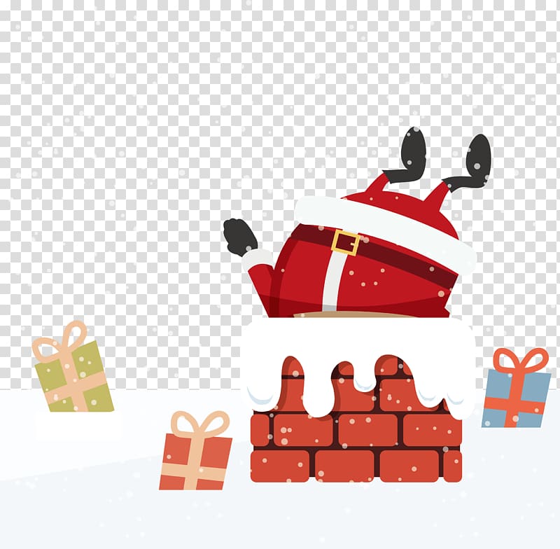 Santa Claus Chimney, Cartoon Santa Claus distributed gifts transparent background PNG clipart