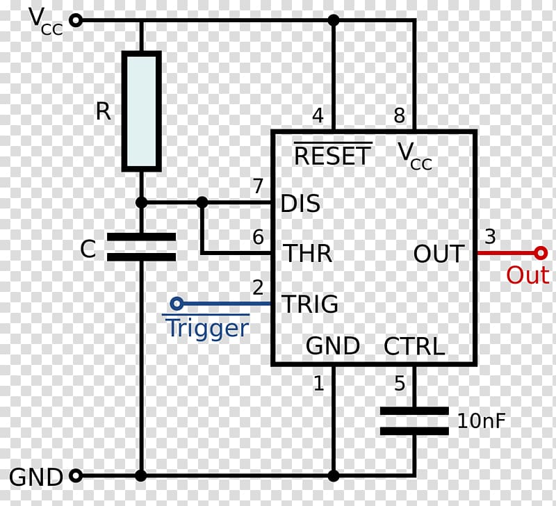 555 timer IC Integrated Circuits & Chips Astabil multivibrator, 555 transparent background PNG clipart