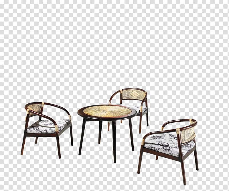 Coffee table Chair Furniture Rattan, Rattan chair balcony family of four transparent background PNG clipart