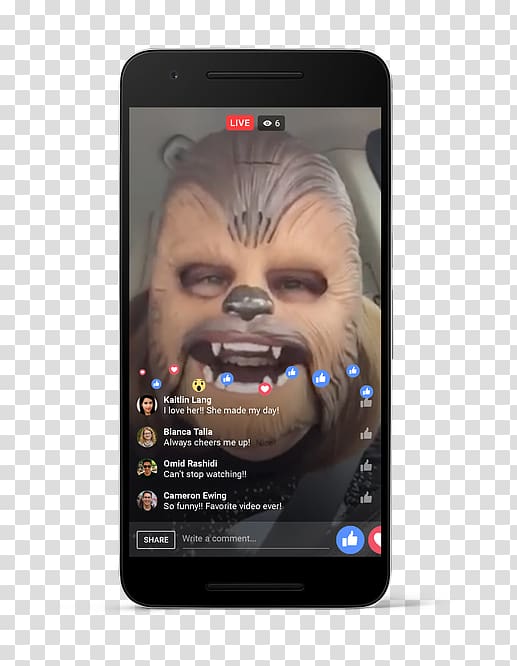 Smartphone Chewbacca Mask Lady Lenovo K6 Power Facebook, smartphone transparent background PNG clipart