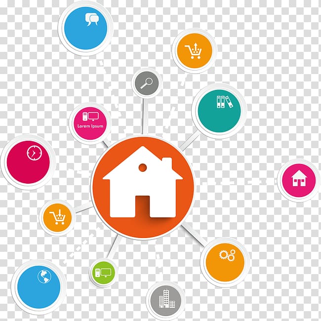 License Smartphone Illustration, circle graph colored houses transparent background PNG clipart