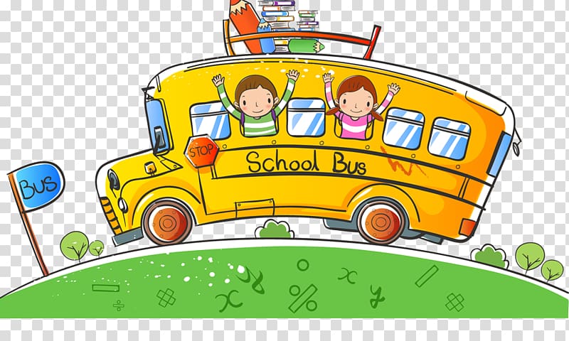 School bus , Hand-painted children 6 transparent background PNG clipart