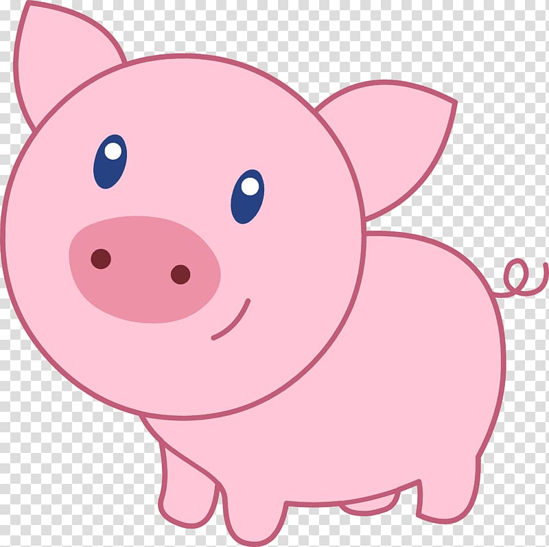 pink pig illustration, Domestic pig , Cute Pig transparent background PNG clipart