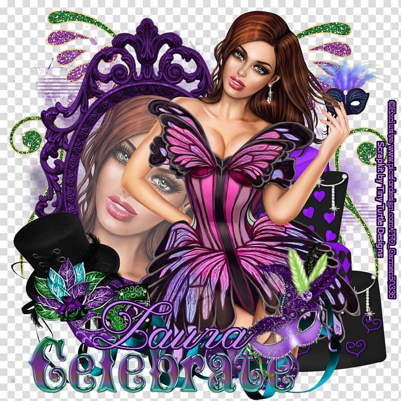 Posers #1 Butterfly Mardi Gras Purple, butterfly transparent background PNG clipart